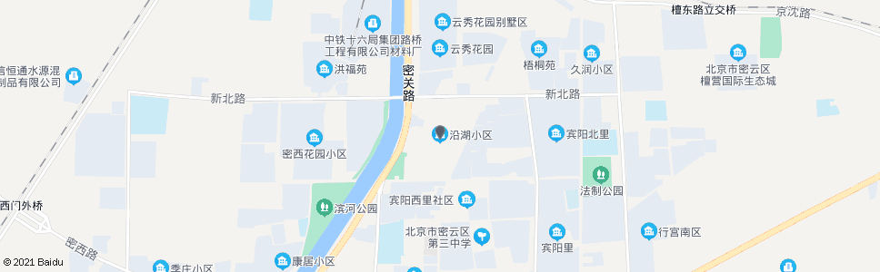 北京密云沿湖小区(新中街)_公交站地图_北京公交_妙搜公交查询2024