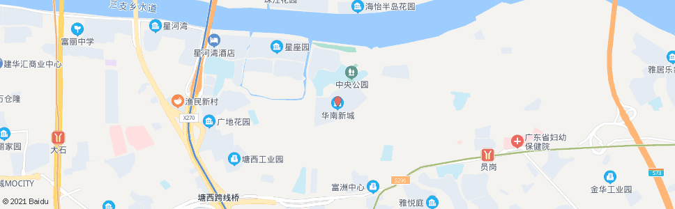 广州华南新城北区西门(南行)_公交站地图_广州公交_妙搜公交查询2024