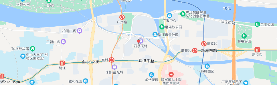 广州赤岗北路(艺洲路口)_公交站地图_广州公交_妙搜公交查询2024