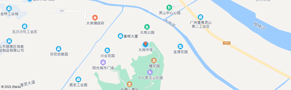 广州大岗中学_公交站地图_广州公交_妙搜公交查询2024