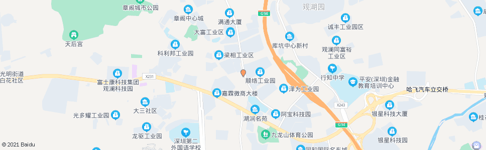 深圳观澜大富工业区_公交站地图_深圳公交_妙搜公交查询2024