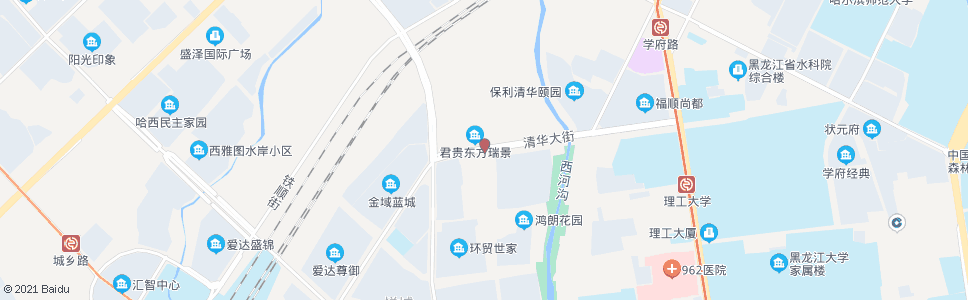 哈尔滨清华大街铁路街口(钢材市场)_公交站地图_哈尔滨公交_妙搜公交查询2024