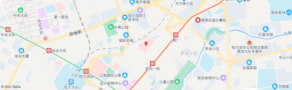 哈尔滨医大一院(邮政街街口)_公交站地图_哈尔滨公交_妙搜公交查询2025