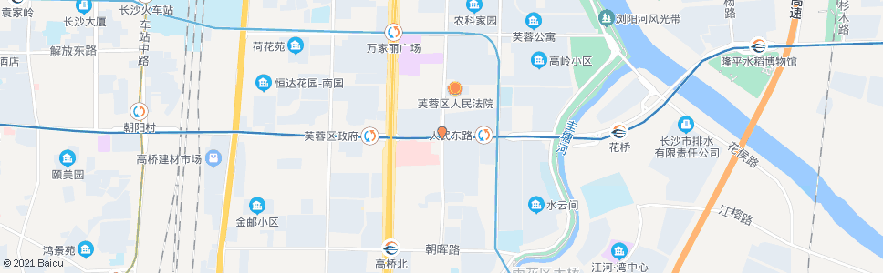 长沙嘉雨路人民东路口_公交站地图_长沙公交_妙搜公交查询2025