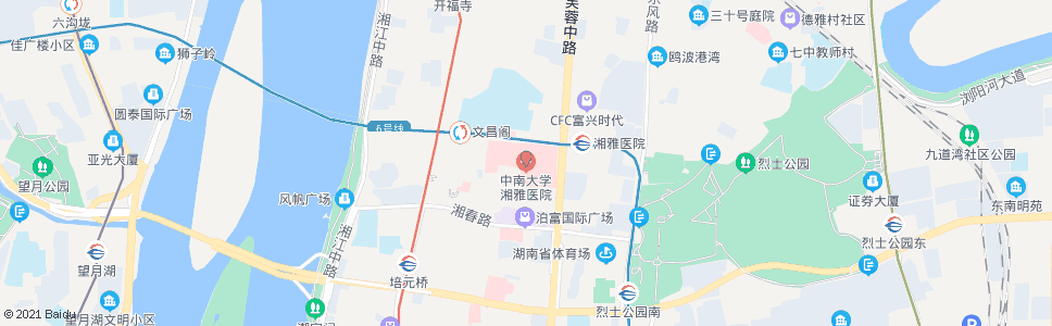 长沙湘雅路西口_公交站地图_长沙公交_妙搜公交查询2025