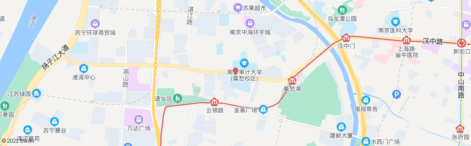 南京汉中门大街嫩江路_公交站地图_南京公交_妙搜公交查询2025