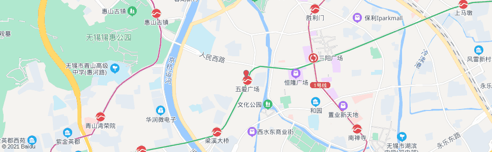 无锡五爱广场(人民西路)_公交站地图_无锡公交_妙搜公交查询2024