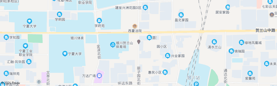 银川丽子园街贺兰山路口_公交站地图_银川公交_妙搜公交查询2025