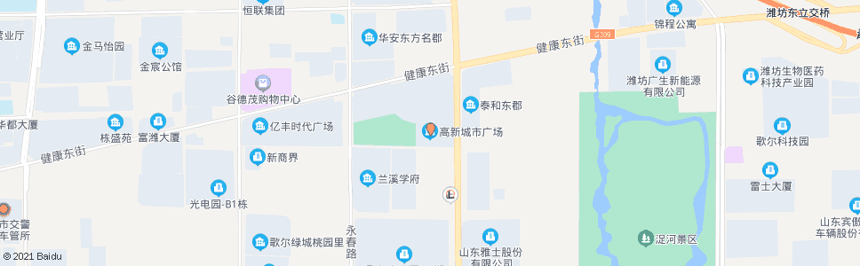 潍坊高新城市广场(健康街潍安路口)_公交站地图_潍坊公交_妙搜公交查询2024