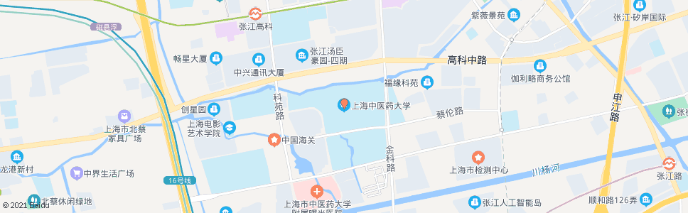 上海上海中医药大学(金科路蔡伦路)_公交站地图_上海公交_妙搜公交查询2024