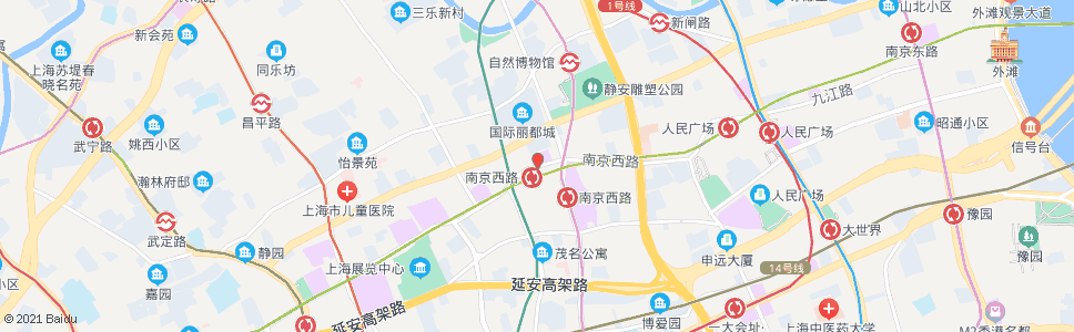 上海南京西路石门一路_公交站地图_上海公交_妙搜公交查询2024