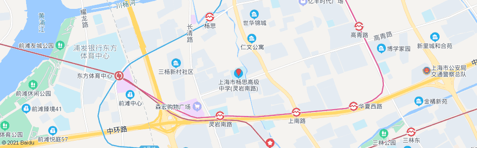 上海灵岩南路杨思中学_公交站地图_上海公交_妙搜公交查询2024