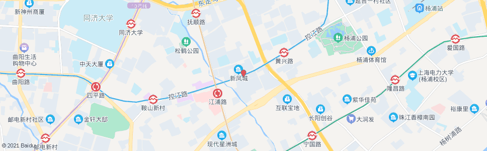 上海控江路凤城路_公交站地图_上海公交_妙搜公交查询2024