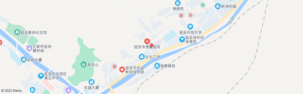 延安博爱医院(交警一大队)_公交站地图_延安公交_妙搜公交查询2024