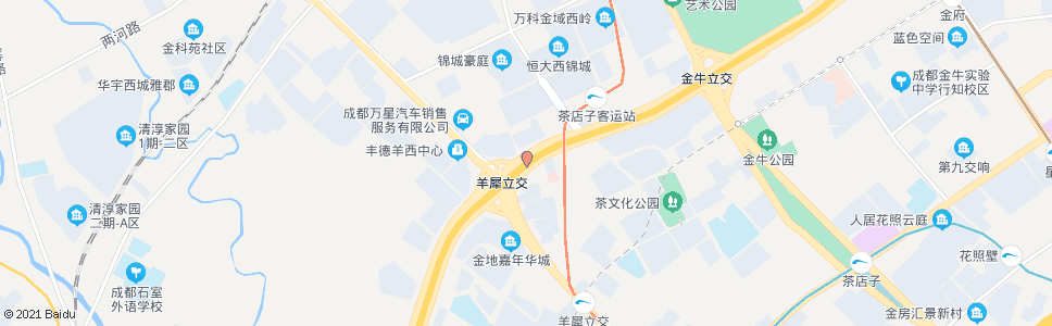 成都三环路羊犀立交桥北外侧_公交站地图_成都公交_妙搜公交查询2024