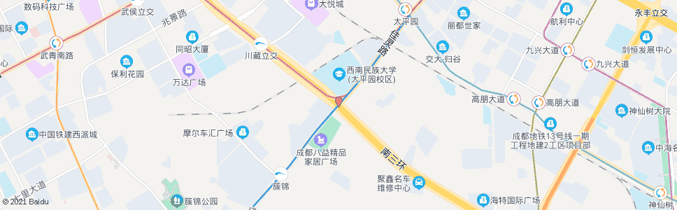 成都三环川藏立交东内侧_公交站地图_成都公交_妙搜公交查询2024