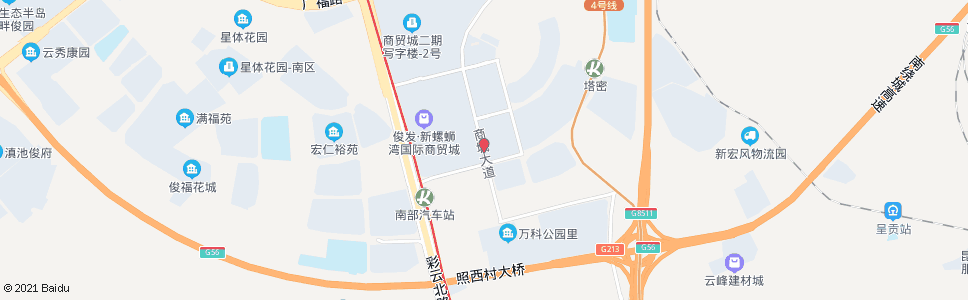 昆明螺蛳湾商贸城东(商城大道)_公交站地图_昆明公交_妙搜公交查询2024