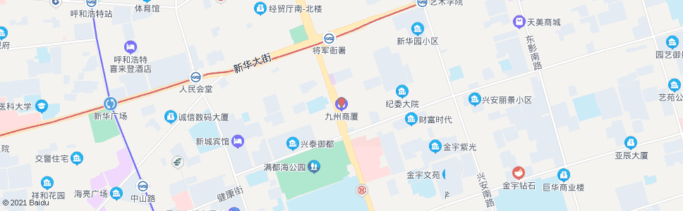 呼和浩特九州商厦(内蒙古医院)_公交站地图_呼和浩特公交_妙搜公交查询2024